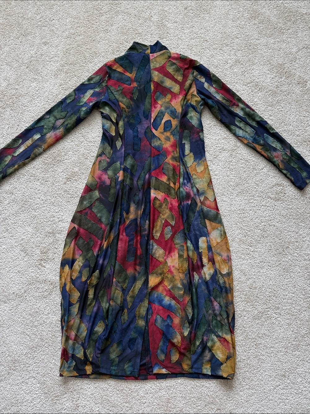 Alembika Sunburst Cocoon Abstract Mid Long Sleeve Dress - Picture 5 of 11